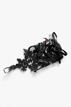 Cord Lace Flapper Fingerless Gloves with Sequins