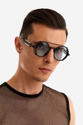 Мужские и женские очки Futuristic Cyberpunk Blue + чехол