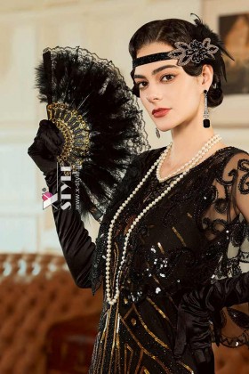 Ажурный веер с перьями UF-Vintage