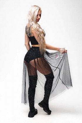 Прозрачная юбка-шорты с блестками Rave Dive