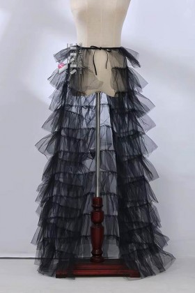 Довга чорна накладна спідниця-шлейф X72171