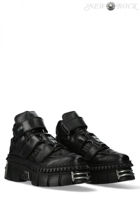 CRUST NEGRO Black Leather Platform Sneakers (314048)