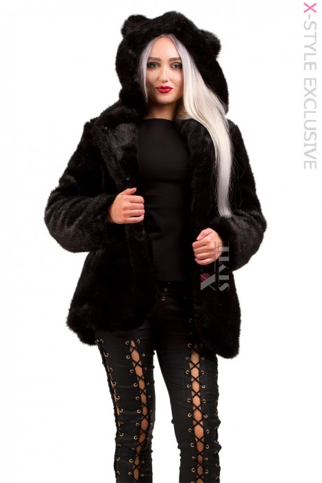 Fur coat with hood and cat ears X75 (115075)