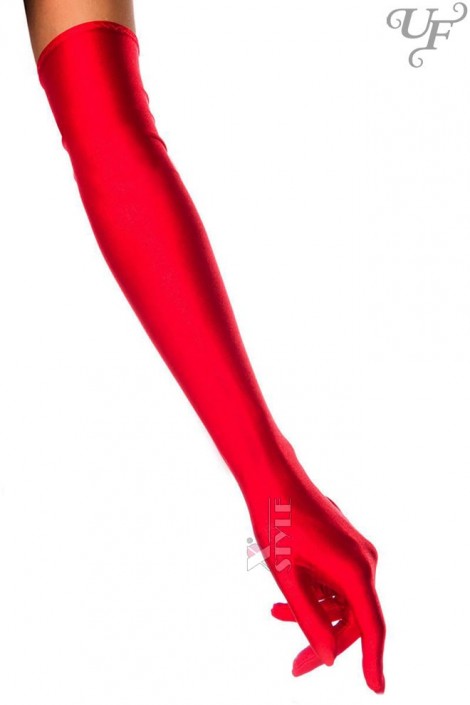 Long Red Satin Gloves UV202 (601202)