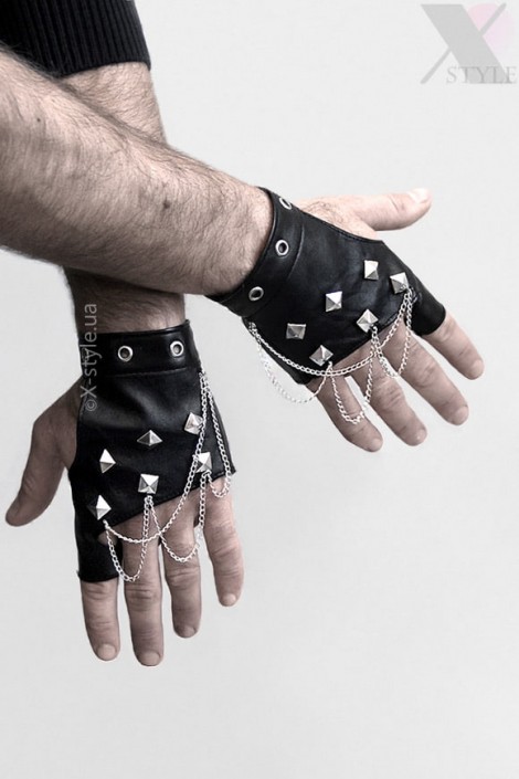 Men's Fingerless Gloves with Chains X1185 (601185)