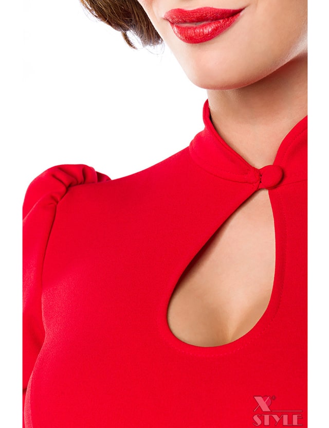 Red Retro Blouse with Puff Sleeves, 3