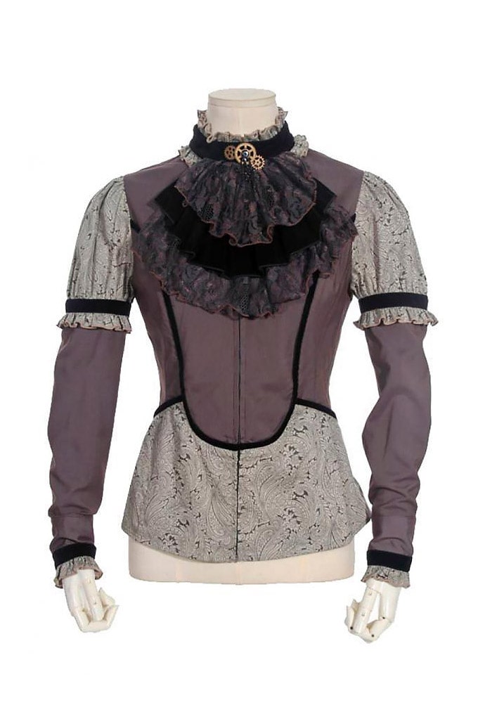 Steampunk Blouse with Jabot and Paisley Pattern, 7