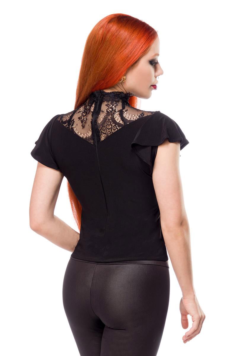 Blouse with Lace and Cap Sleeves, 3