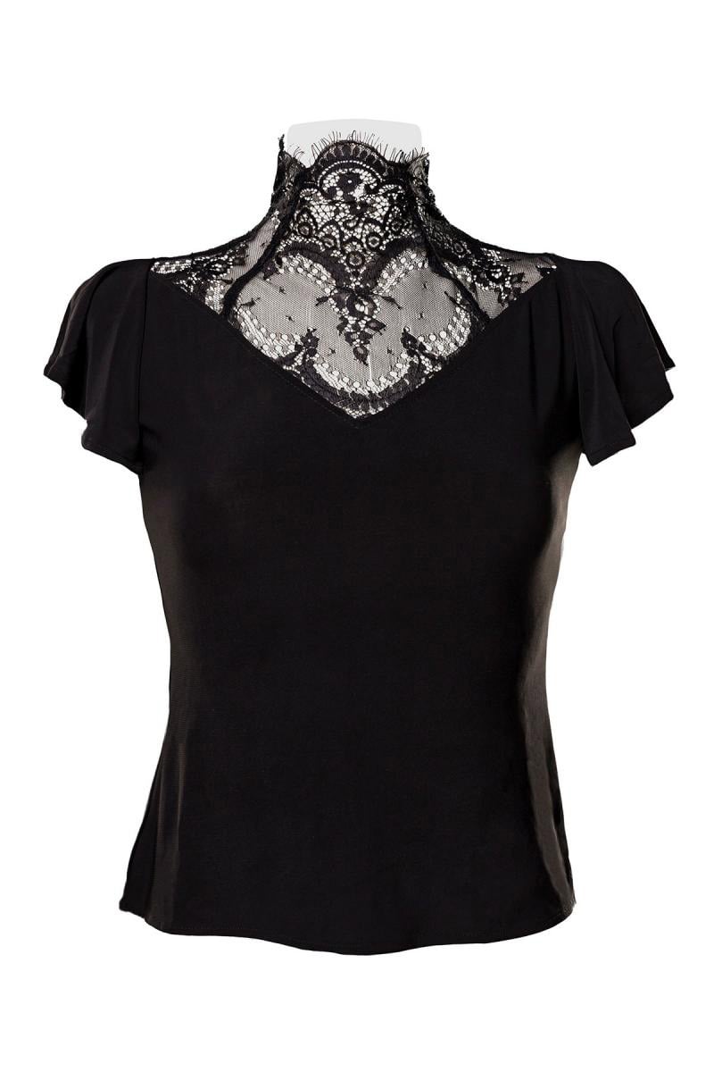Blouse with Lace and Cap Sleeves, 9