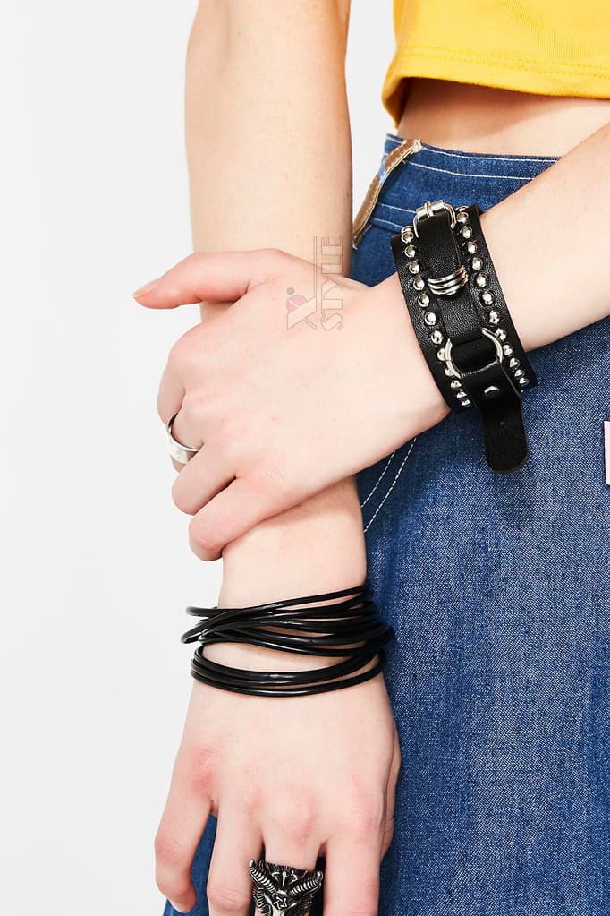 Leather Bracelet with Rings XJ139, 5