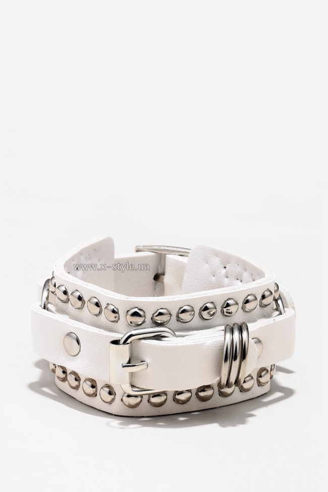 XTJ White Leather Studded Bracelet
