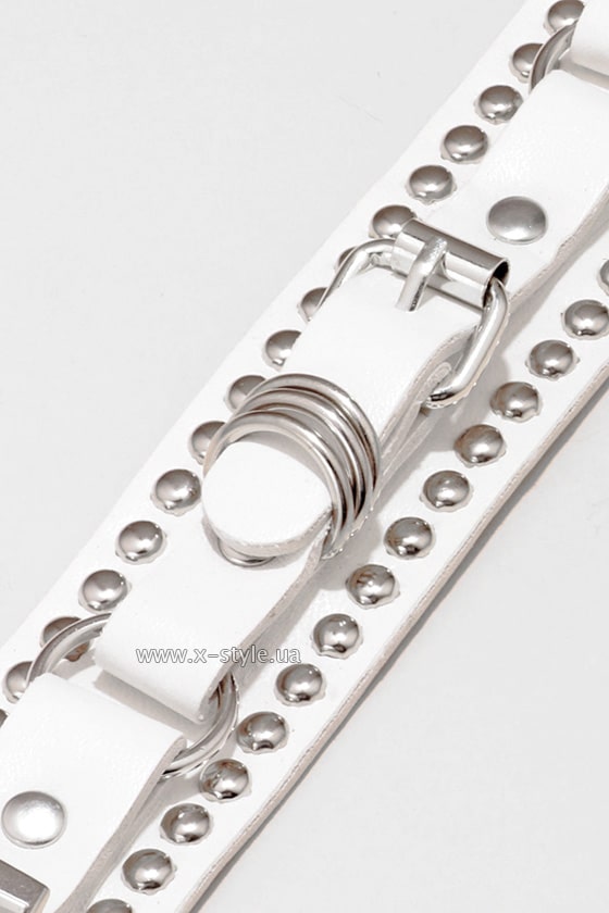XTJ White Leather Studded Bracelet, 3