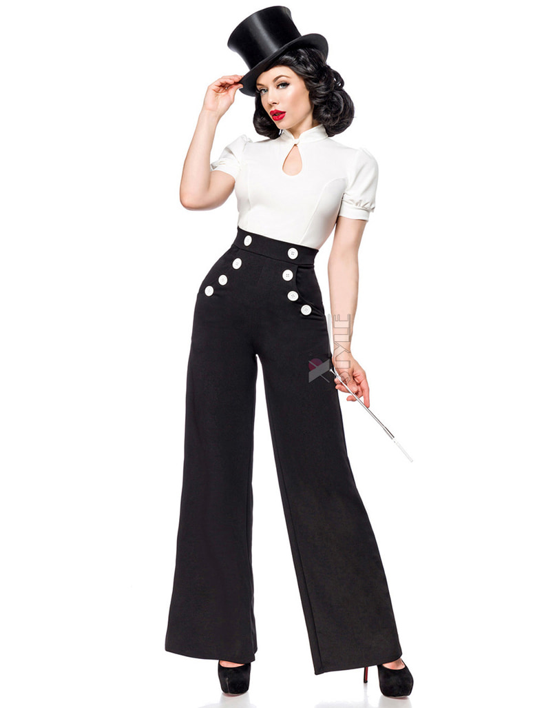 Wide Leg Trousers With Pockets and High-waist, 7