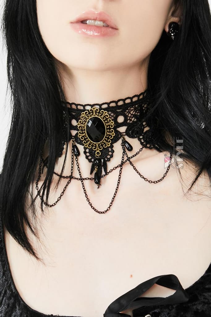 Choker Necklace with Pendant and Chains DL6235, 3
