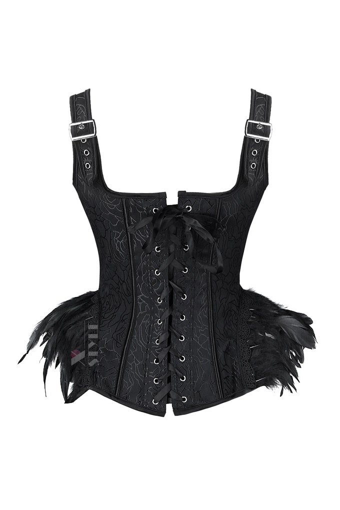Corset with Peplum and Feathers L1171, 7