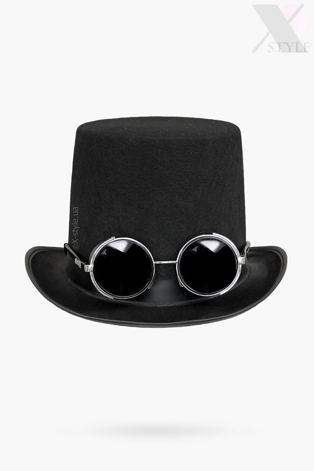 Мужская шляпа-цилиндр с очками Steam-156, 3