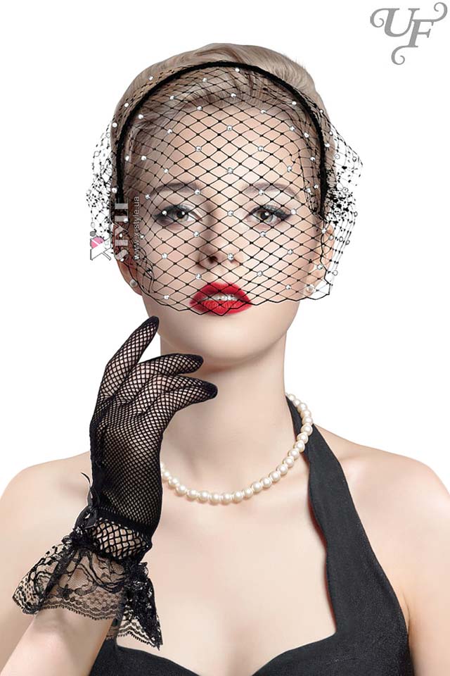 Аксессуары в стиле Гэтсби (вуалетка, перчатки)