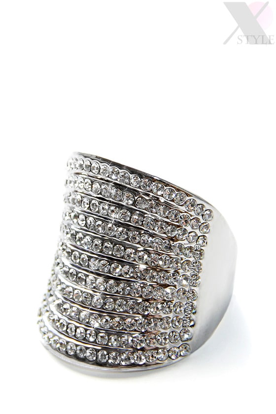 Широкое кольцо с чешскими кристаллами, 3