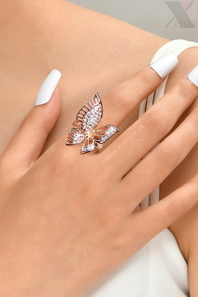 Big Butterfly Rose Gold-Plated Ring, 5