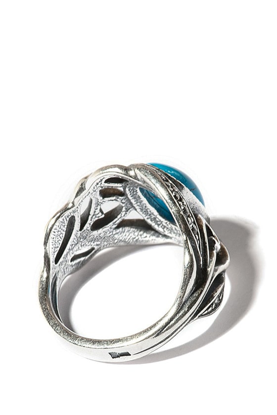 Large Silver-Plated Ring with Turquoise, 3