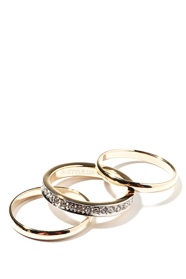 Gold-Plated Rings 3 pcs Set, 5