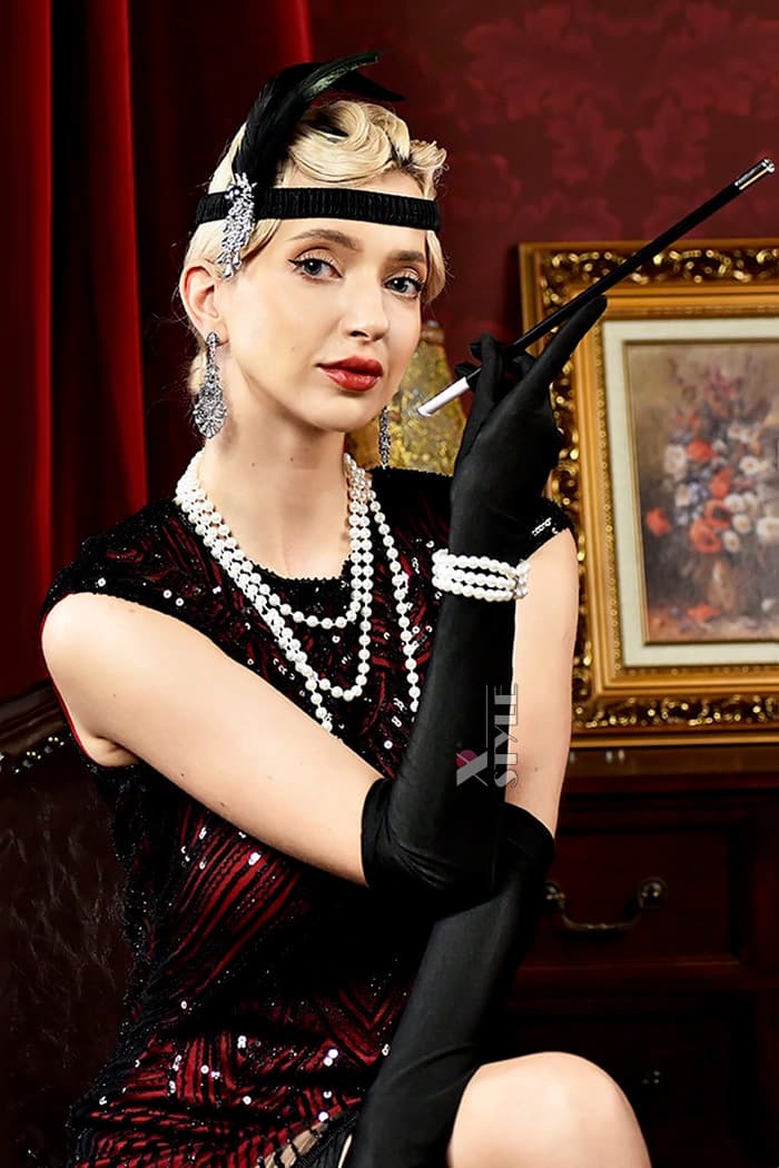 Gatsby Accessories Set (Gloves, Beads, Cigarette Holder, Headband), 9