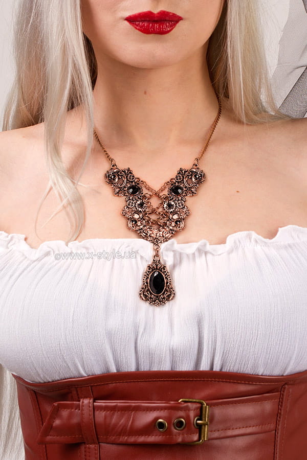 Chunky Steampunk Corselette Necklace - Copper, 3