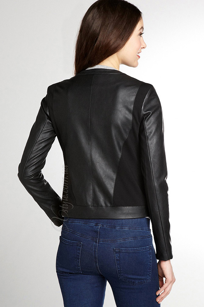 Women's Faux Leather Jacket with Cashmere Inserts, 3