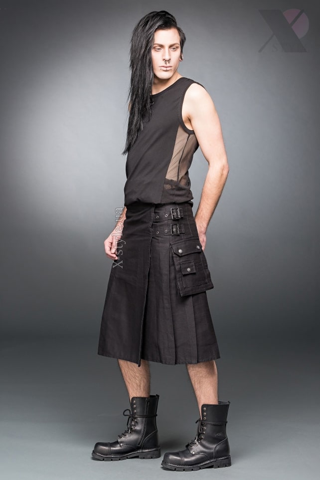 Black Kilt with Hanging Pocket