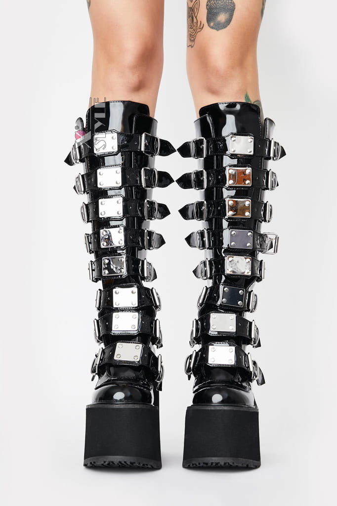 Demonia High Platform Boots with Buckles, 5