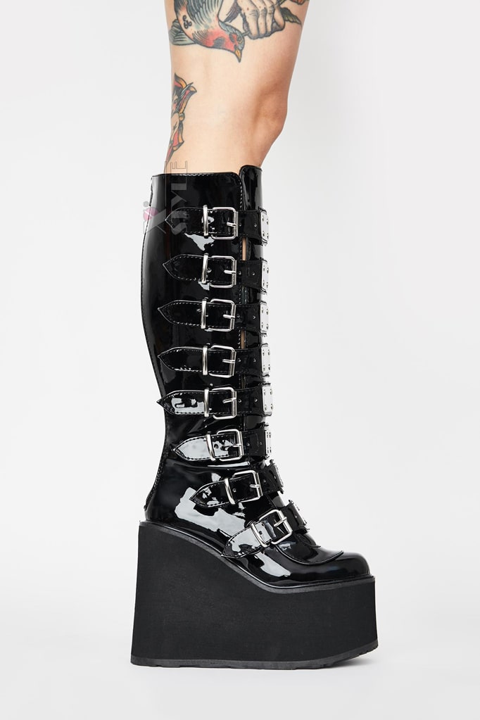 Demonia High Platform Boots with Buckles, 7