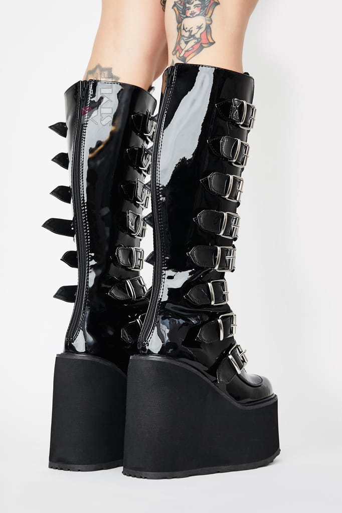 Demonia High Platform Boots with Buckles, 3