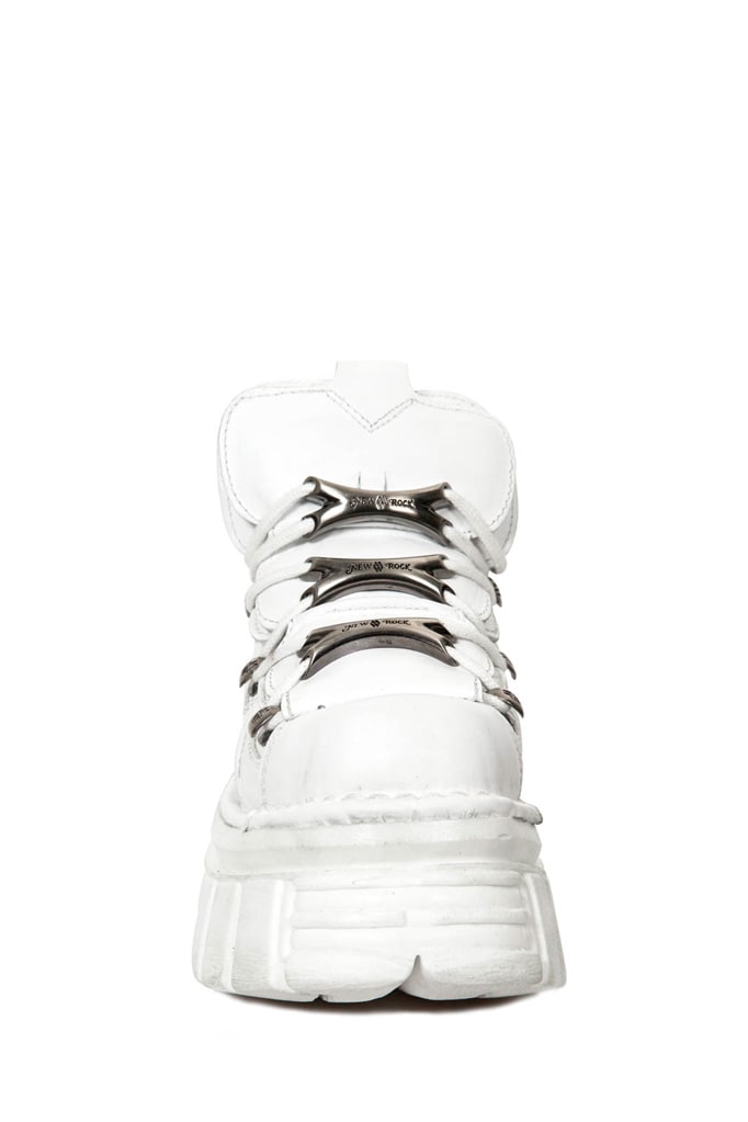 Белые кожаные кроссовки на массивной подошве B4004, 3
