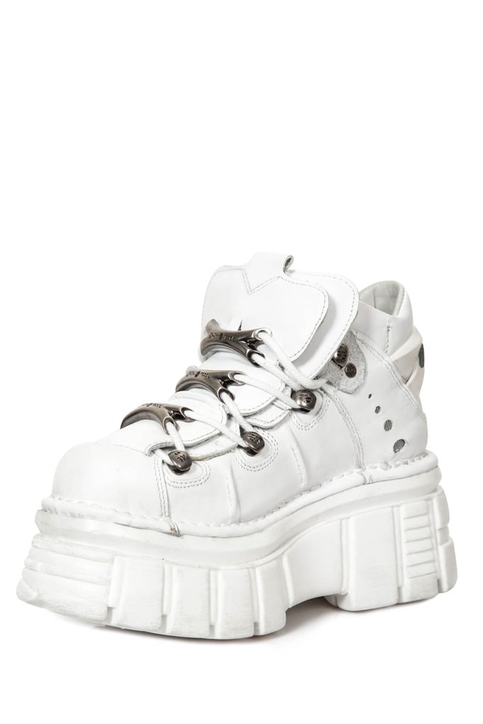Белые кожаные кроссовки на массивной подошве B4004, 13