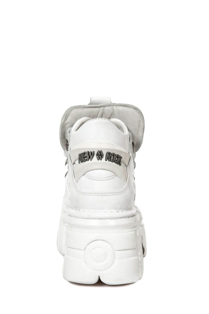 Белые кожаные кроссовки на массивной подошве B4004, 13