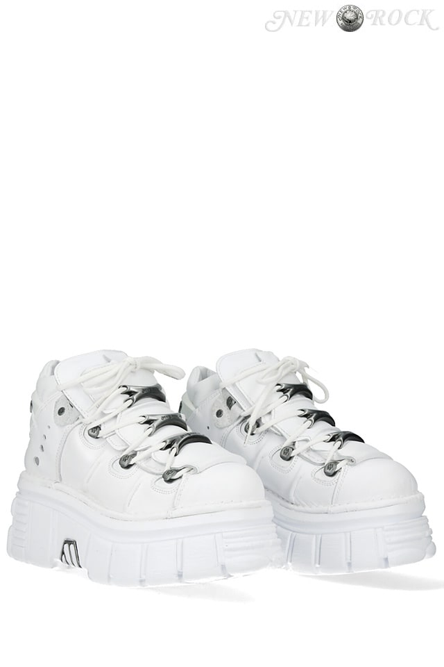 White Chunky Platform Sneakers B4004, 15
