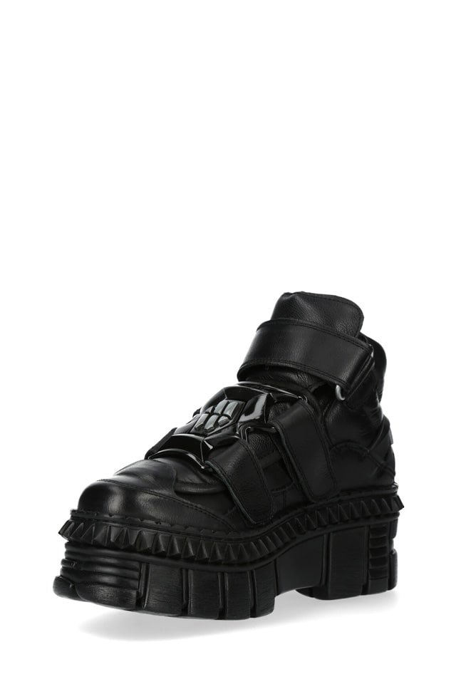 CASCO LATERAL Black Leather Platform Sneakers, 7