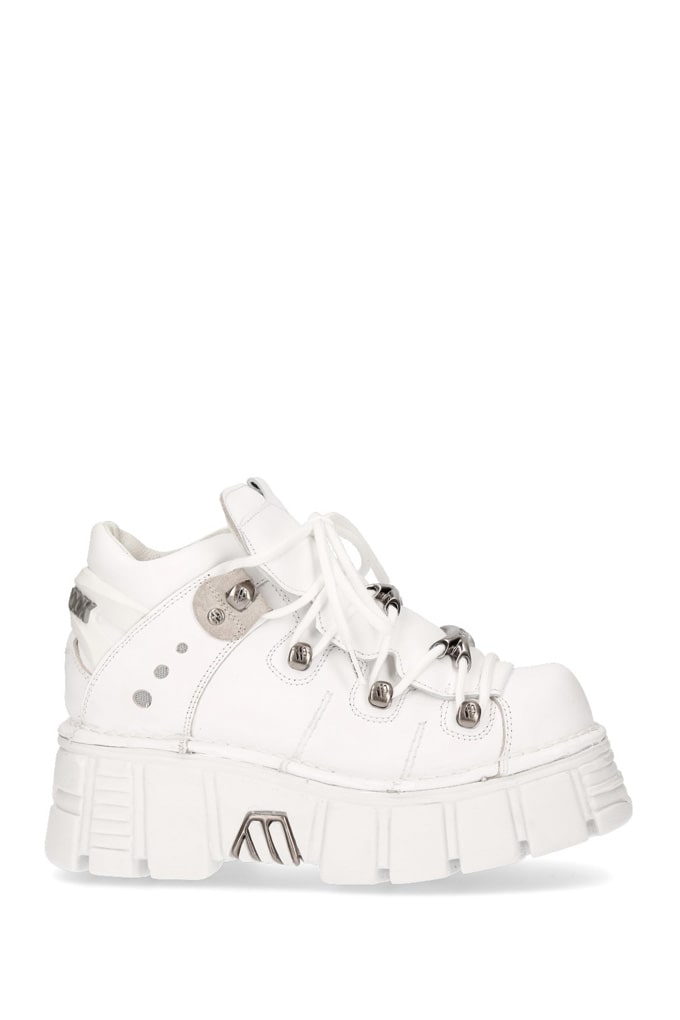 NAPA BLANCA White Leather High Platform Sneakers, 3