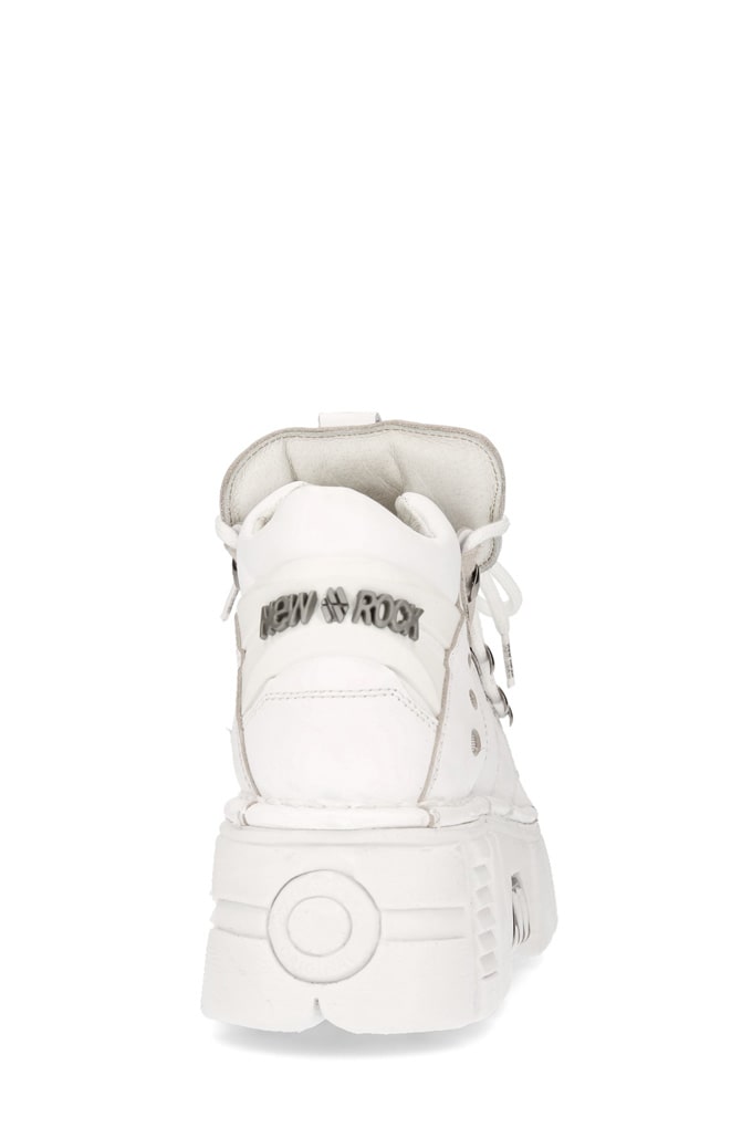 NAPA BLANCA White Leather High Platform Sneakers, 9