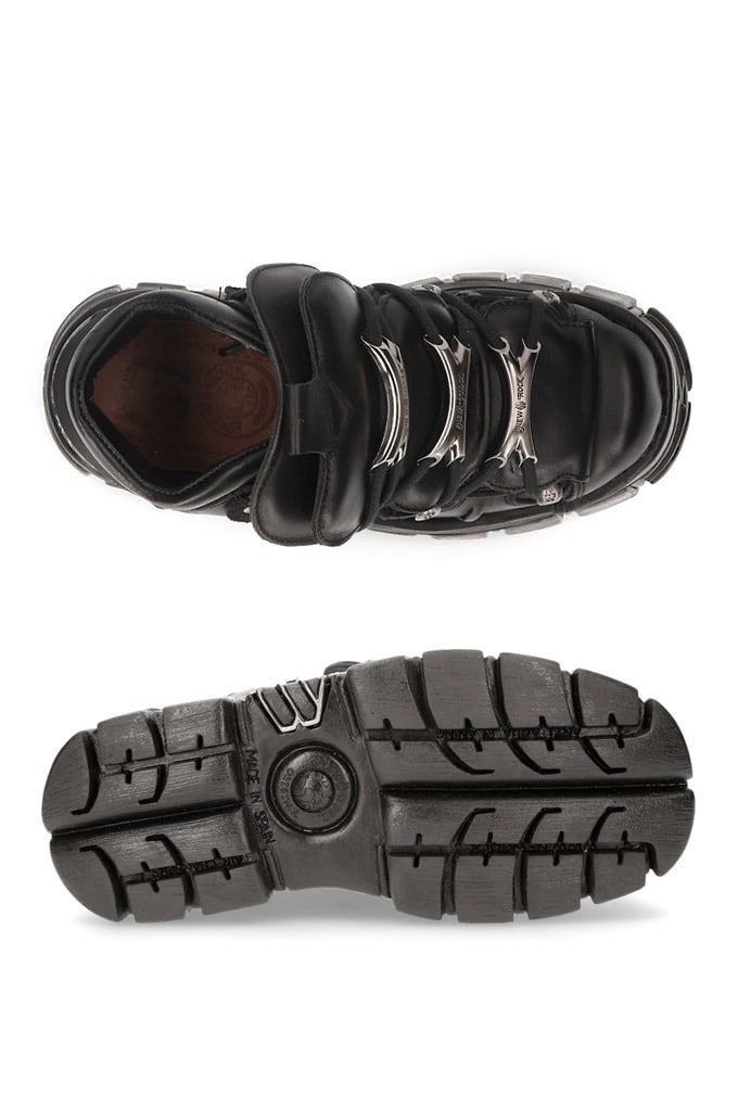 Nomada-106 Black Leather High Platform Sneakers, 5