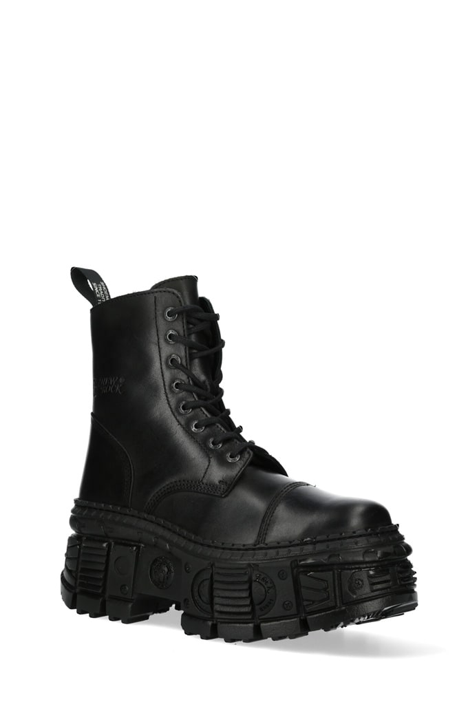 CRUST CASCO Black Leather Chunky Platform Boots, 5