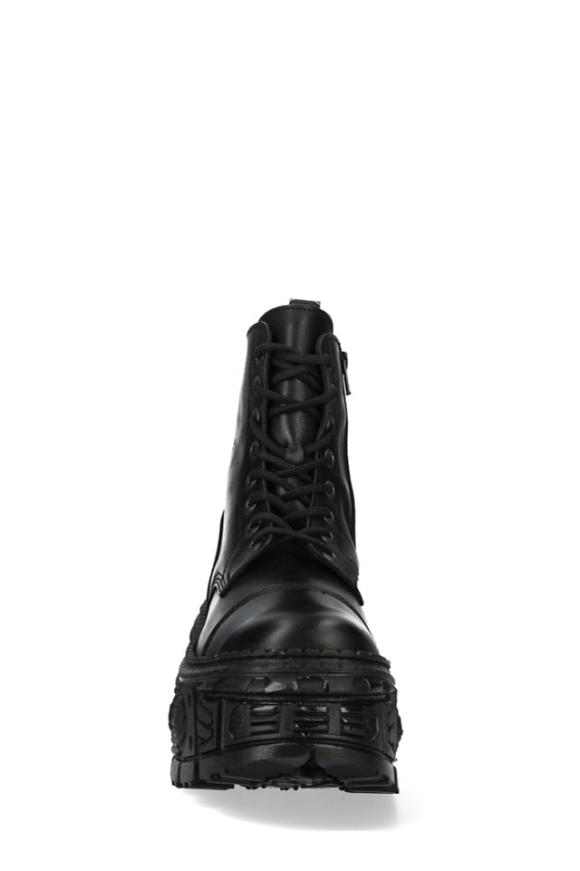 CRUST CASCO Black Leather Chunky Platform Boots, 9