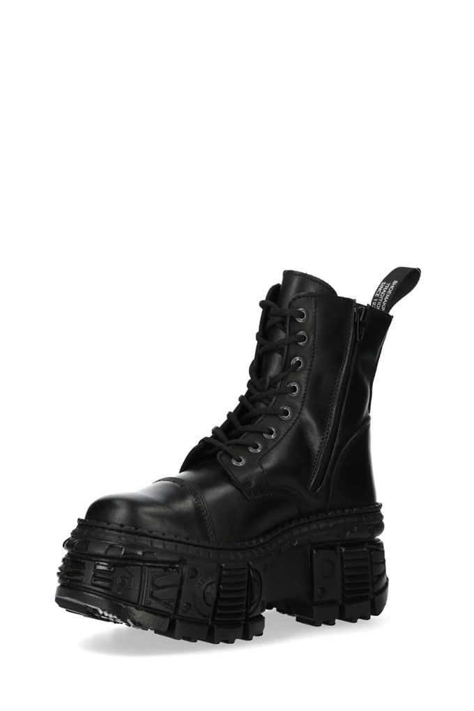 CRUST CASCO Black Leather Chunky Platform Boots, 11
