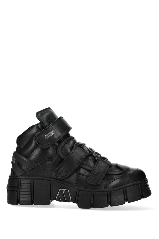 TOWER CASCO Black Leather Chunky Platform Sneakers, 9