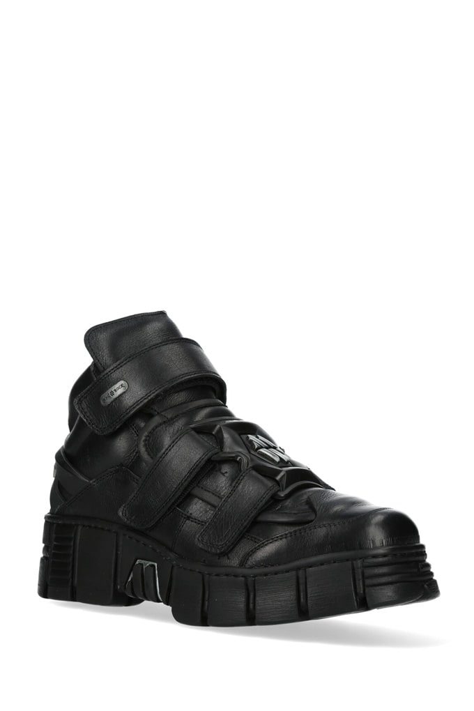 TOWER CASCO Black Leather Chunky Platform Sneakers, 11