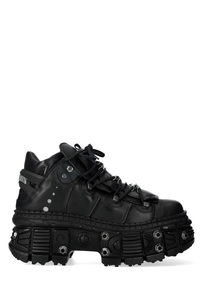 TANK-106 Black Leather High Platform Sneakers, 3