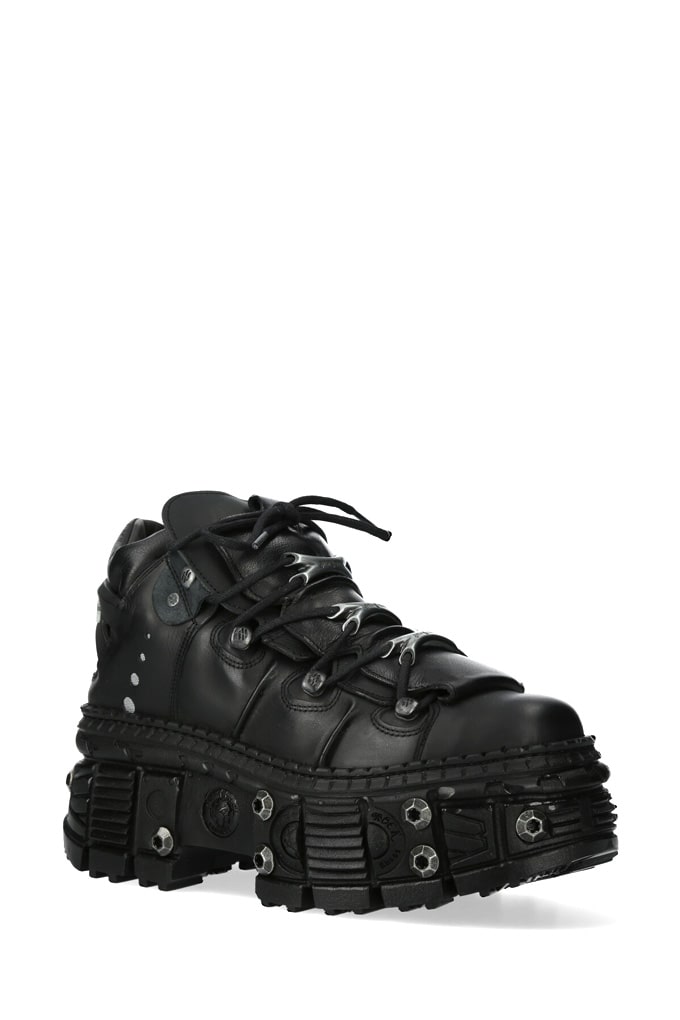 TANK-106 Black Leather High Platform Sneakers, 7
