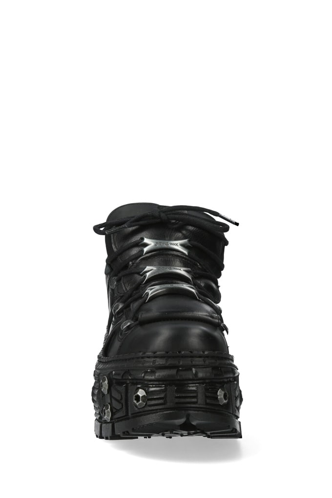 TANK-106 Black Leather High Platform Sneakers, 5
