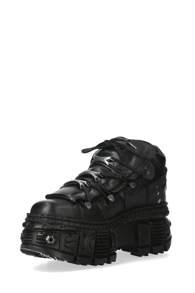 TANK-106 Black Leather High Platform Sneakers, 13