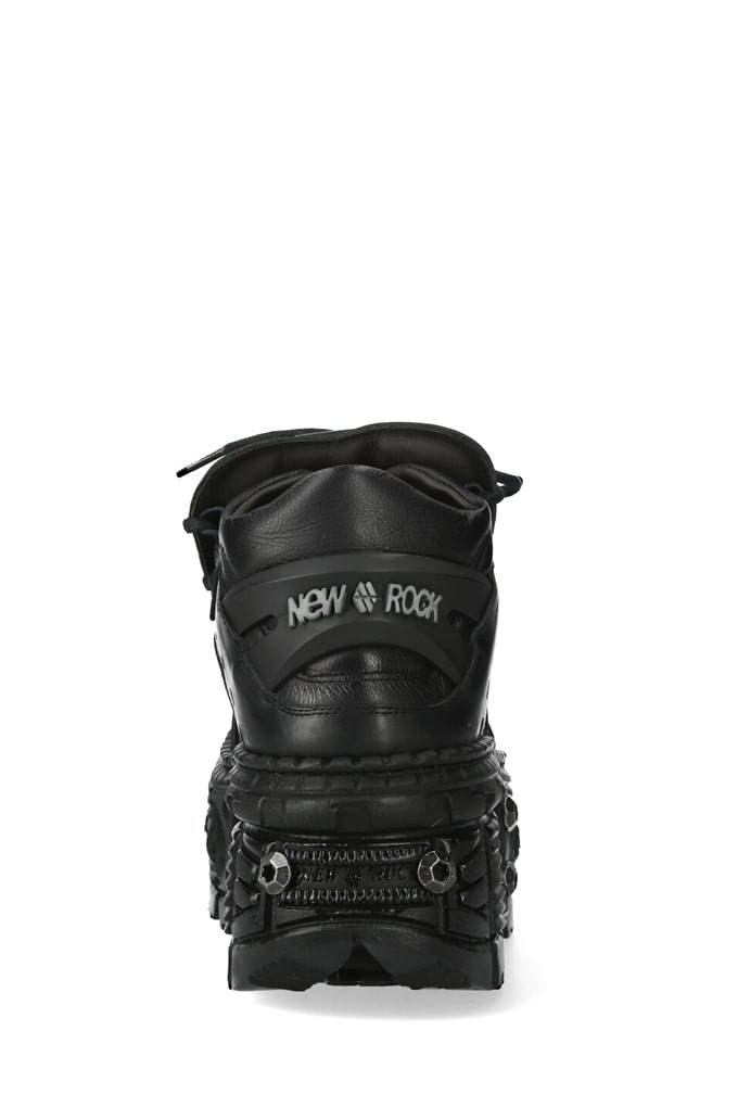 TANK-106 Black Leather High Platform Sneakers, 11